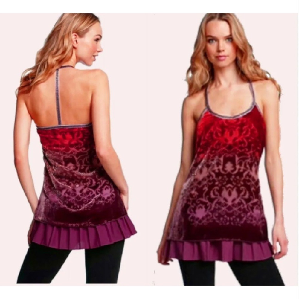 $148 Free People Bling Tunic 4 Small Plum Ombre Burnout Velvet Backless Sequins